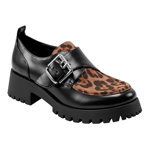 Marc Fisher Women's Hazelton Loafer, Black/Leopard Multi 006, 6