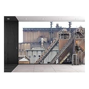 View of Pollution Heavy Industrial Iron Plant - Removable Wall Mural | Self-Adhesive Large Wallpaper - 66x96 inches