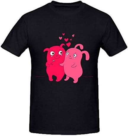 Two UFO Cute Characters with Hearts Couple Funny Tee Shirts Men Black Big Tall