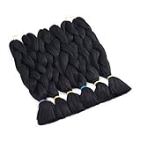 Hairingrid Jumbo Braid Hair Ombre Extension 24inch 6pcs/Lot 100g/pc Synthetic Hair Twist Braiding Hair Crochet Hair for African American Women (Jet Black)