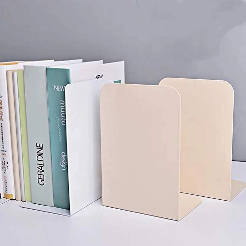 CY craft 4 Pieces Metal Bookends,Non-Skid Heavy Duty Book Ends,Bookends for Shelves,Office Book Holder and Book Stopper for Books/Movies/CDs,Apricot Color,8.1X5.3X3.95 Inch