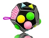 Fidget Cube 12 Sides Dodecagon Toy Stress and Anxiety Relief Relax for Children and Adults ADD/ADHD/OCD and Autisme Focus Distraction (Black&MixColor)