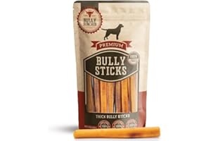 Bully Bunches Premium 6 Inch Thick Odor-Free Bully Sticks for Small & Medium Dogs - Long Lasting Chews for Oral Care- All Natural & Single Ingredient, 100% Beef Dog Treat, Rawhide Free (10 Pk)