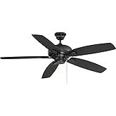 Savoy House M2016MBK Meridian Transitional Contemporary 52" Ceiling Fan with Pull Chain, No Light, Matte Black