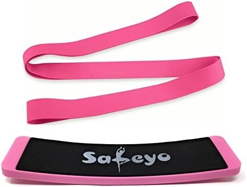 Safeyo Ballet Stretch Band + Turn Board with Carry Bag for Dancers Kids Gymnastics Most Versatile Dance Stretcher Flexibility Trainer (Pink)