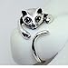 Hishpy Cute Silver Cat Shaped Ring With Rhinestone Eyes, Adjustable And Resizeable Golden