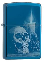 Zippo High Polish Blue Skull Design Pocket Lighter