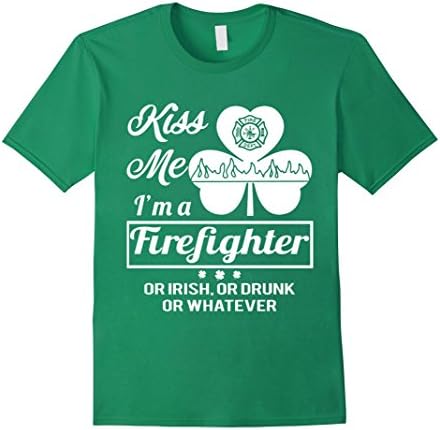 Men's Kiss Me I'm A Firefighter T-Shirt Medium Kelly Green