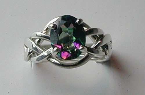 HandmadeFour Band Puzzle Ring set with Mystic Topaz Stone