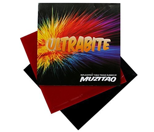 Muzitao UltraBite Table Tennis Rubber (2 Pack, 1 x Red + 1 x Black) Table Tennis Bat Replacement Rubbers (With Sponge)