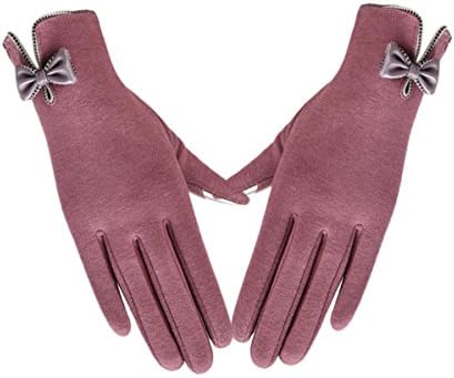 Iuway Women's Screentouch Thick Warmer Weather Winter Gloves with Bowknot (Style2-Purple)