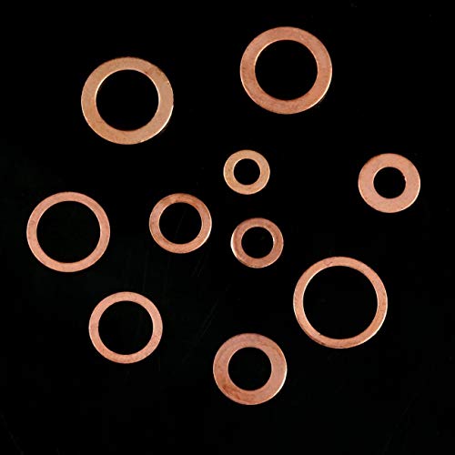 Liobaba 200Pcs Solid Copper Washer M5-M14 Flat Ring Sump Plug Oil Seal Assorted Set Box Electrical Conductivity Thermal Conductivity