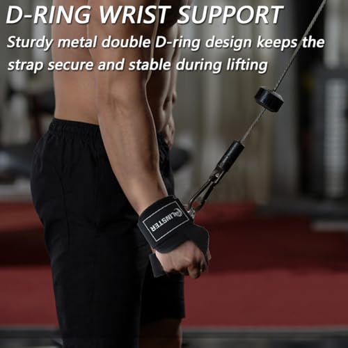LINSTER Lifting Straps Strength Training with D-Rings, Robust Thick Comfortable Gym Lifting Straps with Neoprene Padded, Non-Slip 2-in-1 Lifting Straps for Weightlifting and Pulley Machine