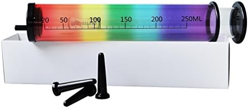 250ml Plastic Syringe for Refilling and Measuring Liquids,Adhesives or Oil Applicator Handy Plastic Tubing (Rainbow)