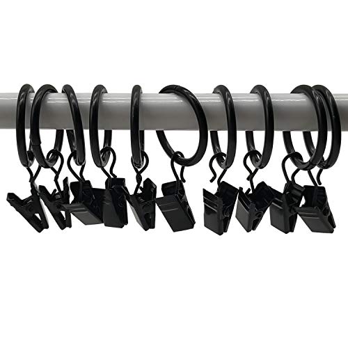 image for Topspeeder 42 Pack Curtain Rings with Clips Decorative Drapery Rustpro