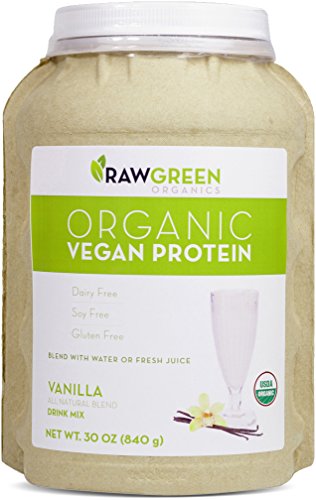 Raw Green Organics - Organic Vegan Protein - Vanilla - All Natural Blend - 30 oz. (840 Grams)