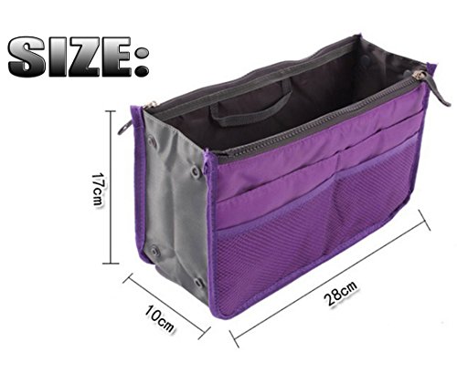 Focussexy Handbag Organizer Multi Pocket Purse Tote Sky Blue