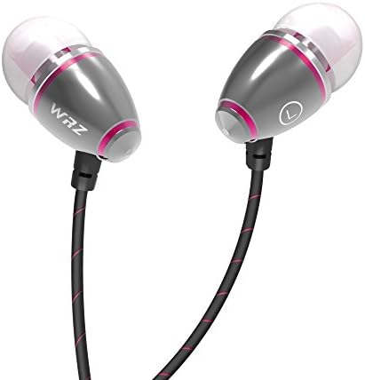 FanQube In Ear Deep Bass Metal Earphones, with Microphone Noise Isolating Earbuds, for iPhone Samsung Moto Mac Computer iPad Smartphones, for Running Reading Workout (Rose Red)