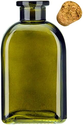 Olive Oil Outpost EVOO and Vinegar Dispensing Glass 250ml Bottle Natural Cork (Antique Green)