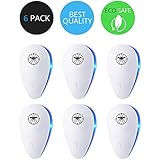 Ultrasonic Pest Control Repeller - Electronic Pest Repeller, Pest Control - Repel Mouse, Bed Bugs, Mosquitoes, Spiders, Roaches, Non-toxic Eco-Friendly, Human &amp; Pet Safe (6 PACKS)
