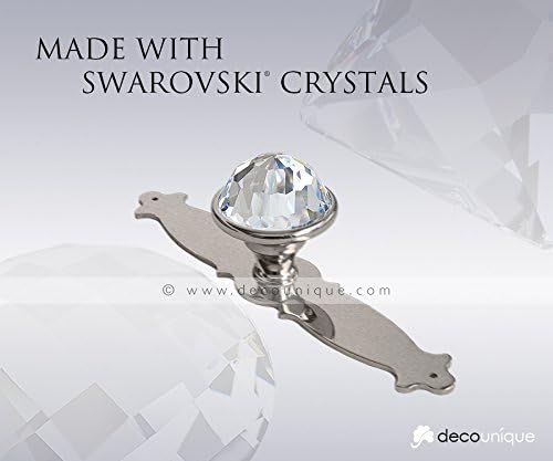 DecoUnique Pull Knob With Swarovski Crystal and Plate, 5 inch, Brushed Nickel, 818 L BN C