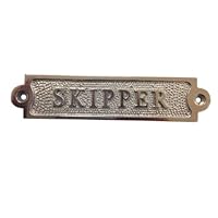 Ships Chandlery Skipper Sign - Nautical Home Decor - for Bathrooms & Nautical Theme Rooms; Cast Iron Decoration - Easily Mountable (Chrome)