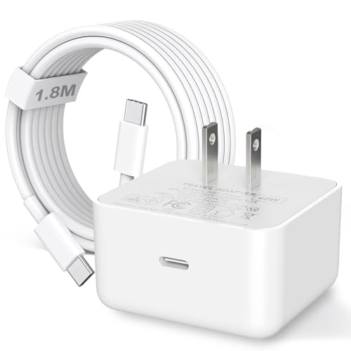 LDHUZOM Cargador rápido USB-C PD de 40 W para iPhone 17/16/15/14, con Cable de 1.8 m, Compatible con iPad Pro/Air, Switch y Samsung Galaxy S25/S24/S23