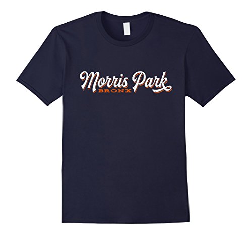 Mens MORRIS PARK T-Shirt : Cool Retro Bronx NYC Tee Large Navy