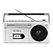 Victrola VBB-25-SLV  Mini Bluetooth Boombox with Cassette Player, Recorder and Am/FM Radio, Silverthumb 1