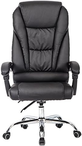 Little Boy Luxury High Back Ergonomic Big and Tall Executive Swivel Leather Recliner Boss Office Chair with Lumbar Support Black