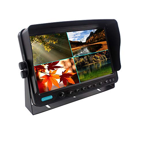 CAMSLEAD Heavy Vehicle Safety Camera System 9" Monitor with Quad Split Screen, Truck Trailer RV Backup Camera, HD Colour IP69K &10G Vibration Rear View Camera System for Van Caravan Camper Motorhome