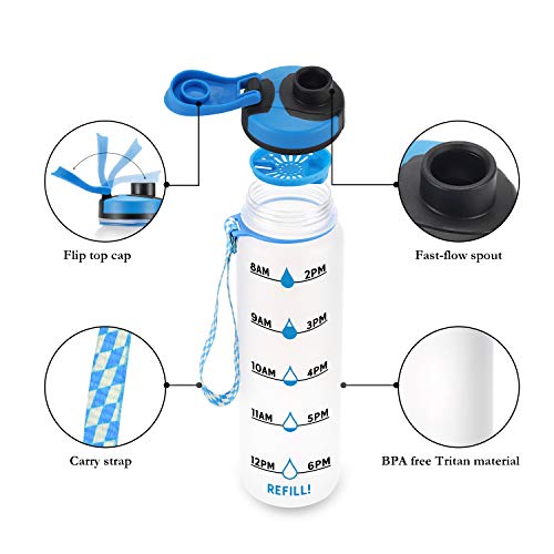 LEADO 32oz 1Liter Motivational Tracking Water Bottle with Time Marker - Drink Your Effing Water - Funny Birthday Gifts for Women, Men, Best Friends, Coworkers, Mom, Dad, Her, Him - Drink More Water