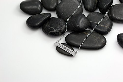 Choose Joy Motivational Statement Bar Necklace | Dainty | Minimalist | Silver Toned Jewelry