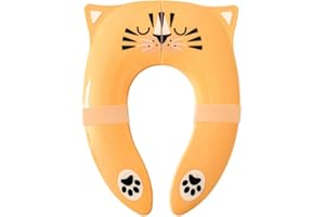Hippypotamus Travel Potty Seat for Toddler - Folding Potty Training Seat - Portable Toilet Seat Cover for Baby & Kids (ORANGE Tiger)