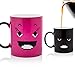 InGwest Home. Morning Coffee Mug. 11 ounce. Changing Color Mug with Funny Smile. Ceramic Heat Sensitive Heat Sensitive MugCup. Novelty Heat Sensitive Funny Pink Mug (Pink Smile)
