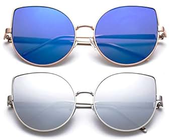 Modern Celeb Cat Eye Design Fashion Mirrored Sunglasses