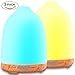 Iextreme Aromatherapy Essential Oil Diffuser, 120ml Aroma Diffuser Wood Grain Ultrasonic Cool Mist Humidifier 8 LED lights with Waterless Auto Shut-Off for Home Spa Baby Bedroom, 2 Pack