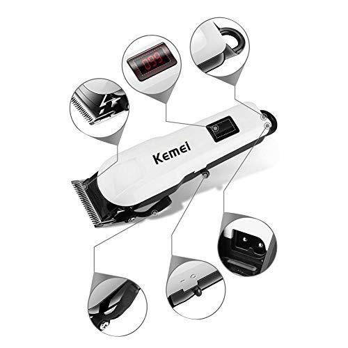 KEMEI Men's Low Voice Rechargeable Hair Clipper Razor LCD Display Cordless Electric Professional Shaver Beard Trimmer Grooming Shaving Machine Self Hair Cutting Haircut Trimmer Cutter