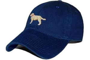 SMATHERS AND BRANSON Yellow Lab Needlepoint Hat in Navy by Smathers & Branson