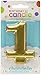 amscan Birthday Celebration, Numeral #1 Metallic Candle, Party Supplies, Gold, 3 1/4