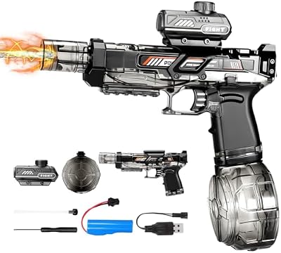 Pistola de Agua Electronica para niños Adultos, Pistola de Agua automática con luz Que simula una Llama, Largo Alcance Pistola de Agua motorizada Piscina Playa Fiesta Juguetes para niños niñas