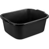 KAYAM360 18 Quart Plastic Dishpan, Black Multi-Purpose Wash Basin Tub for Kitchen, Sink, Laundry, Cleaning Tasks