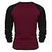 Coofandy Mens Long Sleeve T-shirt Tee Cotton Raglan shirts Wine Red Small
