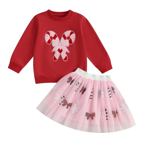 BemeyourBBs Toddler Girl Christmas Outfit Baby Girl Crewneck Sweatshirt Tutu Skirts Set Cute Little Girl Clothes