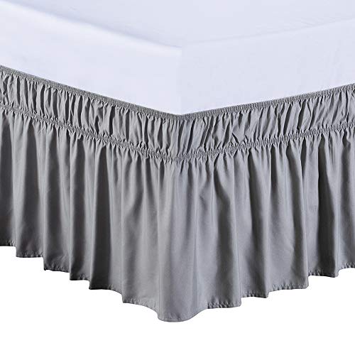 MEILA Bed Skirt Three Fabric Sides Elastic Wrap Around Dust Ruffled Solid Bed Skirts Easy On/Easy Of - //medicalbooks.filipinodoctors.org