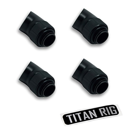 EKWB EK-AF G1/4" 45° Angled Fitting, Black, 4-Pack