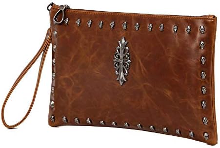 Hikaru G メンズ クラッチバッグ セカンドバッグ ハンドバッグ クロムハーツ風 リベット レザー シンプル かっこいい おしゃれ 高級感 人気 個性 男女兼用