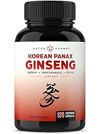 NutraChamps Korean Red Panax Ginseng 1000mg - 120 Vegan Capsules Extra Strength Root Extract Powder Supplement w/High Ginsenosides for Energy, Performance & Mental Health Pills for Men & Women