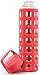 Ello Pure Glass Water Bottle with Silicone Sleeve, 20 oz, Coral Squares