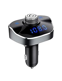 Botón táctil de la pantalla táctil del transmisor de FM Bluetooth para el automóvil LUTU, adaptador de radio inalámbrico en el kit para el automóvil con llamada manos libres, ranura para tarjeta TF de la unidad flash USB y carga dual dual